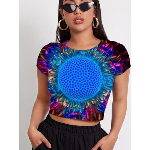 3d Tshirt Sunflower T-shirt Women Dizziness T-shirts 3d Colorful Funny T shirts Psychedelic Tshirts Casual Short Sleeve