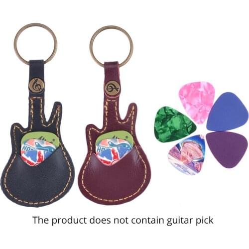 PU Leather Key Chain Guitar Picks Holder Keychain Plectrums Bag Case Supplies