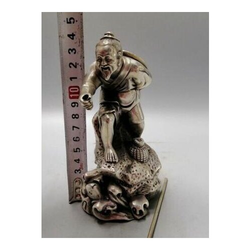 Chinese antiques Fengshui bronze wareWhite copper Jiang Taigong fishing ornament
