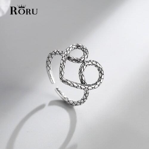925 Sterling Silver Weave and Retro Heart Ring Adjustable Open Rings Jewelry Heart Gift for Women Female Beautiful