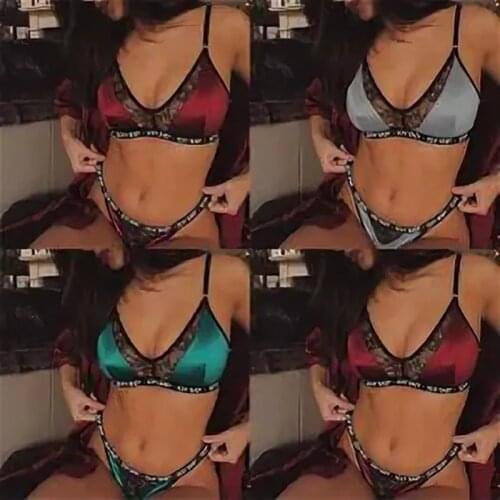 2020 Hot Erotic Underwear Set Bodysuit Women Bra Set Lace Corset Letter Push Up Bra & Thongs Panties Sexy Lingerie Bikini Style