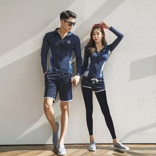 Couple Diving Suit Long Sleeve Bathing Suit Rash Guard Women 5 Piece Zipper Swimsuit Surfing Suit Quick Dry Swimsuit Rashguard