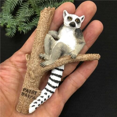 Creative Magnet Fridge Magnet Animal Ring-tailed Lemur Fridge Magnet Resin Decorative Magnet Magnetic Buckle Message Post
