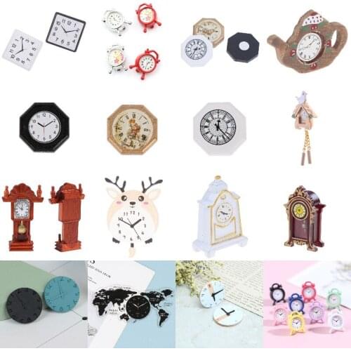 Dollhouse Modern Wall Clocks Mini Alarm Clocks Vintage Desk Clock Pendulum Clock Dollhouse Miniature Pretend Play Furniture Toys