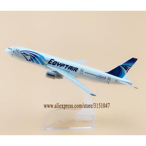 Alloy Metal EGYPT Air B777 Airlines Airplane Model EGYPTAIR Boeing 777 Airways Plane Model Stand Aircraft for Kids Gifts 16cm