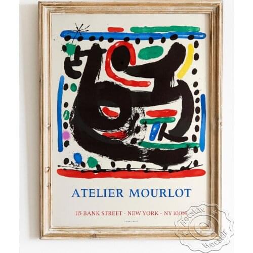 Joan MirO Exhibition Abstract Museum Poster, Atelier Mourlot Bank Street Canvas Painting, Art Inspiration Muse Sign Wall Picture