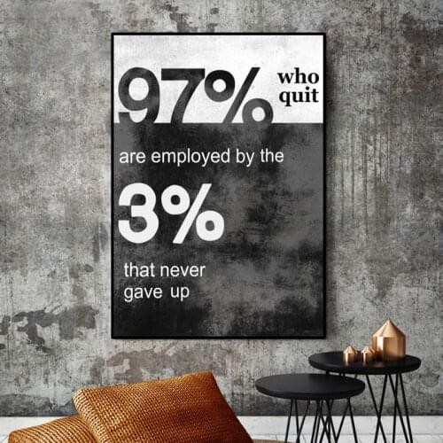 Wall Art Painting No Quitters Poster and Print on Canvas Art Wall Motivation Quotes Picture for Living Room Home Decor