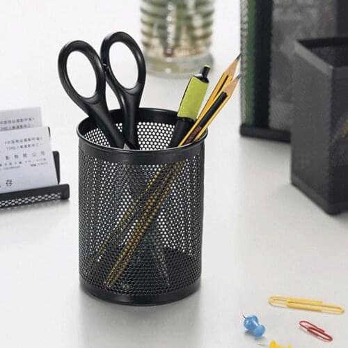 New Round Mesh Metal Multifunction Pen Round Circular Pencil Pencil Stationery Holder Container Organizer Office Supplies