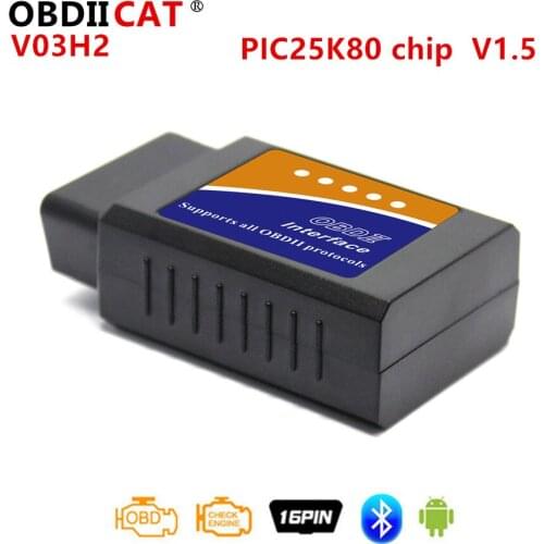 OBDIICAT 100pcs ELM327 V03H2 25K80 CHIP Bluetooth V1.5 OBD2 Diagnostic-Tool ELM 327 OBD2 Code Scanner Auto Diagnostic Interface