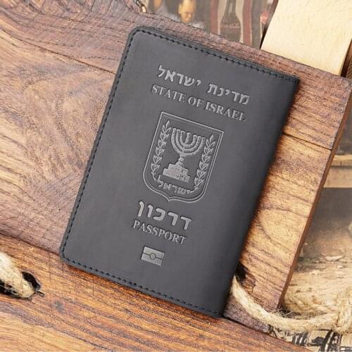 Genuine Leather Israel Passport Cover Travel Wallet Hebrew Passport Holder Unisex