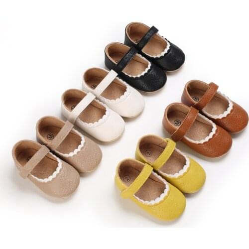 Newborn Princess Baby Girls Shoes, Toddler Prewalker with Hook Loop Hard Outsole (White, Brown, Black, Papayawhip, Lemon Yellow)