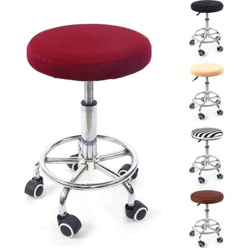 Solid Color Round Chair Cover Bar Stool Elastic Seat Cover Home Chair Slipcover Anti-dirty Case Removable Chair Protector 1PC