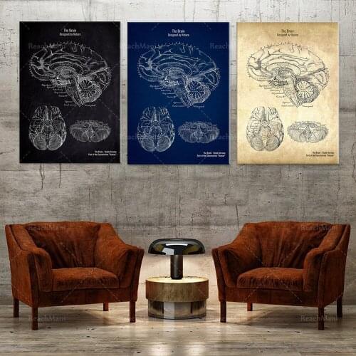 The Brain - Style brevet - Poster d’anatomie