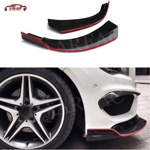 For W117 Front Lip Splitters Spoiler with Red line For Benz CLA Class C117 CLA250 CLA260 CLA45 2014-2016 Bumper Guard Aprons