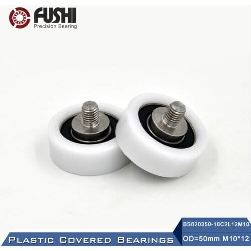 6203 2RS Screw Pulley Bearing OD 50 mm M10*12 ( 2 PCS ) Doors and Windows Roller Mute Wheel POM 6203 RS Plastic Covered Bearings