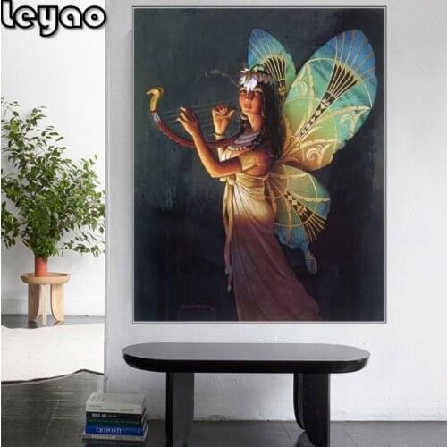 Full Square,Circular Drill, Diamond Painting Embroidery Fantasy Butterfly Fairy 3D DIY Diamond Mosaic Home Decor