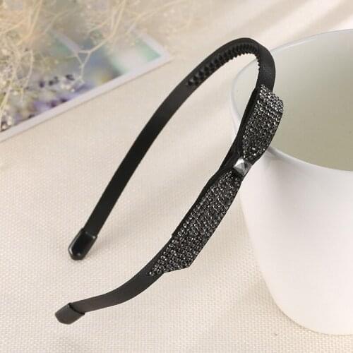 Simple Narrow Bowknot Full Diamond HairBands For Girl Sweet Shiny Rhinestone Headdress Fashion Women Exquisite Hair Accessories