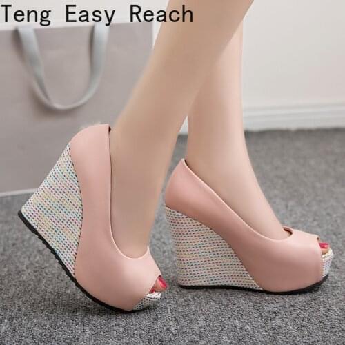 Fashion wedges Platform Sandals Women Summer Open Toe Pink white Wedges High Heels Ladies Party Shoes Female New