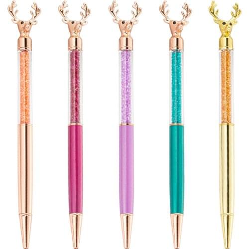 1pcs Fashion Christmas Gift Ballpoint Pens Creative Deer Head Metal Ballpoint Practical Office School Supplies For Kids Gifts