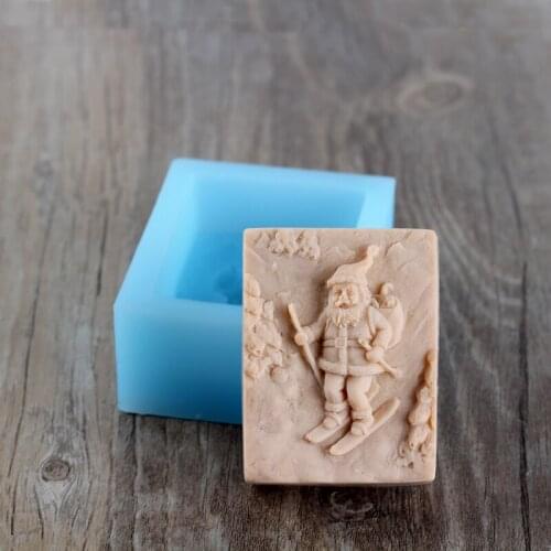 Silicone Soap Mold Square with Santa Claus Pattern Handmade Mould