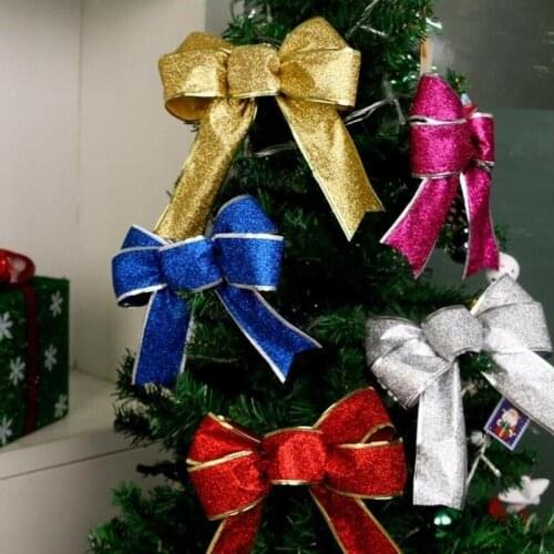 2pcs/set Pretty Bow Xmas Ornament Christmas Tree Decoration Baubles Party Festival New Year Bowknots Decoration Home T3Q4