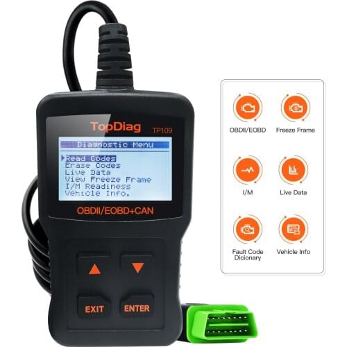 Jdiag TP109 OBD2 Scanner Car Engine Fault Code Reader CAN Diagnostic Scan Tool Suitable Compatible EOBD Vehicles