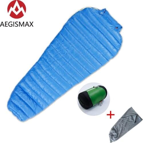 AEGISMAX Down Sleeping Bag M2 Filling 380g/420g 800FP Outdoor Ultralight Mummy Type White Goose Down Camping Winter Sleeping Bag