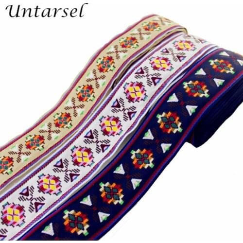 Untarsel 5cm fashion webbing strap geometric gimp trim jacquard tarsel fabric bag belt handicrafts colorful ribbon