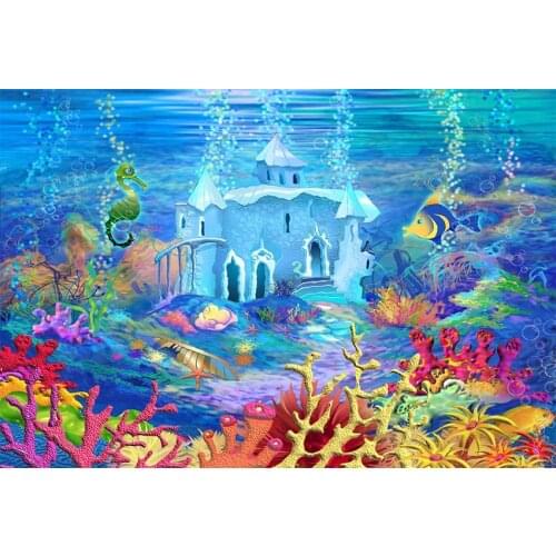 Palace under sea backgrounds photography vinyl portrait fairy tale kids photo backdrop for photo studio props photophone lv-447