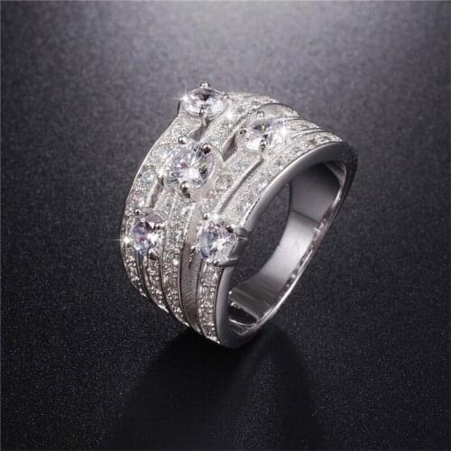 High quality Authentic 925 Sterling Silver ring Luxury Pave Diamond European Couple rings for Women men jewelry style