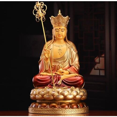 High grade gilding copper ksitigarbha Dizang pusa Patron saint Buddha statue HOME shrine bless safe health good LUCK protection