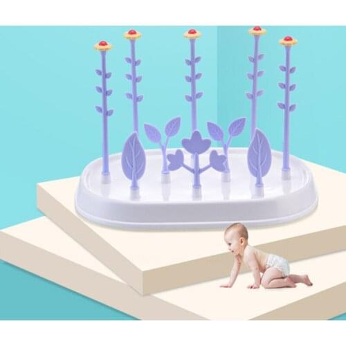 High Quality Baby Bottle Drying Rack Flower Tree Dryer Bottles With Lids Detachable Baby Feeding Bottle Holder Pacifier Shelf