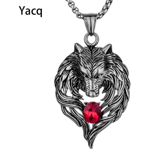 Yacq Wolf Stainless Steel Necklace for Men Women Pendant Chain Biker Jewelry Gift Fathers day Dad Him Her Mom dropshipping GN41