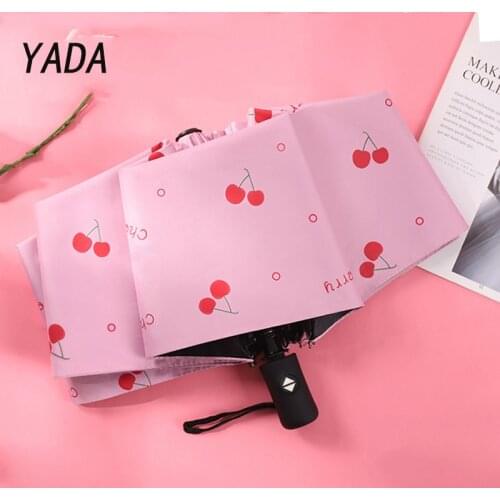 YADA High Quality Fruit Cherry Pattern Umbrella Rain Sun &Rain Automatic Umbrella For Women Windproof Folding Umbrellas YS210009