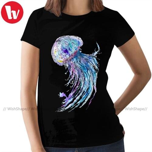 Jellyfish T-Shirt Jelly Fish Watercolor And Ink Painting T Shirt Pattern 100 Cotton Women tshirt Ladies Tee Shirt