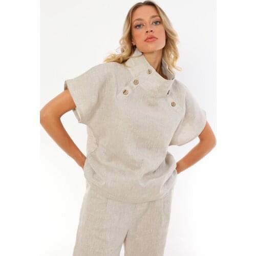Women, Special Design, Linen Koleksiyonumuzdan, Natural Weave, Do not Sweat, Comfortable, design Model, quality Planting, Button Detail, Cream, Stylish