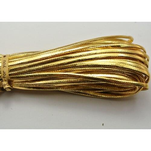 10 Meter Golden Flat Soft Synthetic Leather Jewelry Cord Lace String 3X1mm