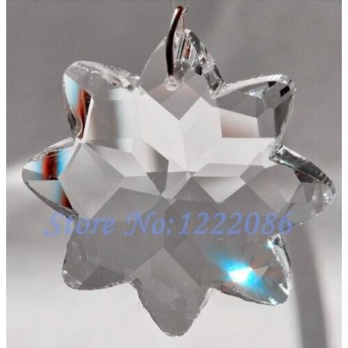 10PCS 38mm Clear 8 Pointed Start Crystal Prisms Sun Catcher Pendants(+10Pcs Rings) Free Shipping