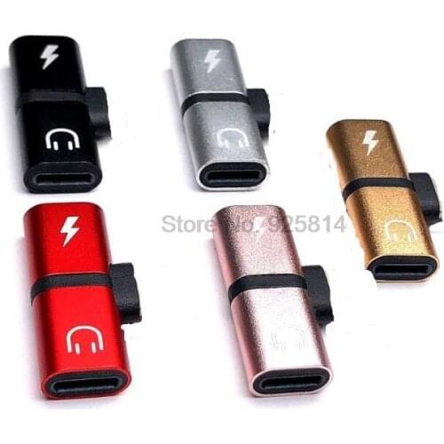 100pcs/lot 2 in 1 Charging&Audio Adapter for iPhone 7 8 Plus For Lightning Headphone Adapter Cable Charger Splitter