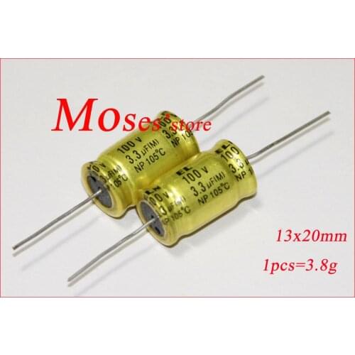 100v 3.3uf NP Bipolar Original New Axial Audio Electrolytic Capacitor Capacitance 13x20mm +/- 20% 10pcs