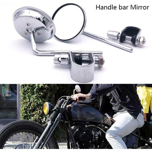 4'' Motorcycle Round Mirrors Clamp-on Rear View Mirror For Honda Yamaha Kawasaki Suzuki Touring Atv Scooter Offroad