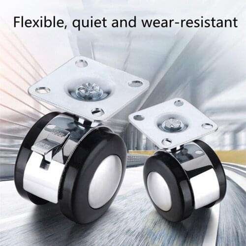 4pcs 1.5 Inch-2 Inch Cabinet Caster Flat Caster Tea Table Sheave Universal Wheel Plank Caster Alloy Wheels Quiet Wear-resistant