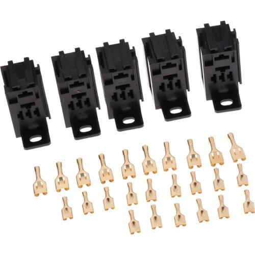 5 Pieces 60AMP Micro 5-Pin Relay Board Mount Socket With 25 Copper Terminals