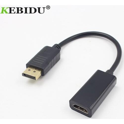 Kebidu1080P HDTV Cable Adapter HDMI-compatible Converterr Display Port to HDMI-compatible Male to Female for HDTV Projector