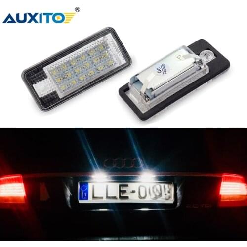 AUXITO 2Pcs 12V Car LED License Number Plate Light Lamp For Audi A3 S3 A4 B6 B7 S4 A6 C6 S6 A8 S8 RS4 RS6 Q7 White Error Free