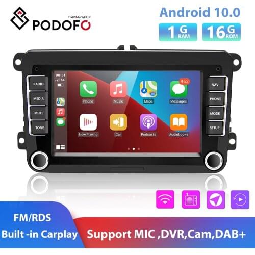 Podofo Android 10.0 2Din Car Radio Carplay Stereo Receiver For Volkswagen/Golf/Polo/Tiguan/Passat/b7/b6/SEAT/leon/Skoda/Octavia