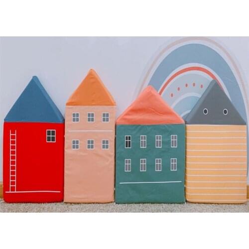 Baby Crib Bumper House Shape Cot Bed Protector 100% Cotton Pillow Newborn Bed Cushion Infant Bumper Safe Fence Kids Room Decor