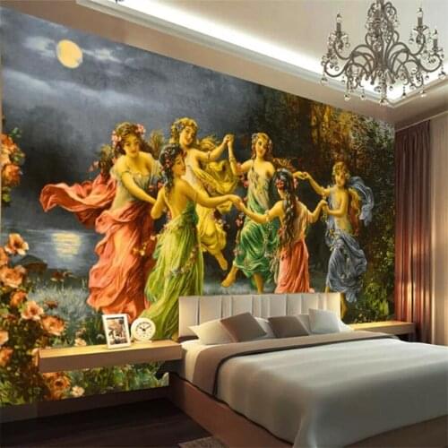 Beibehang Custom 3d wallpaper European-style hand-painted oil painting Greek goddess decorative painting background wall paper