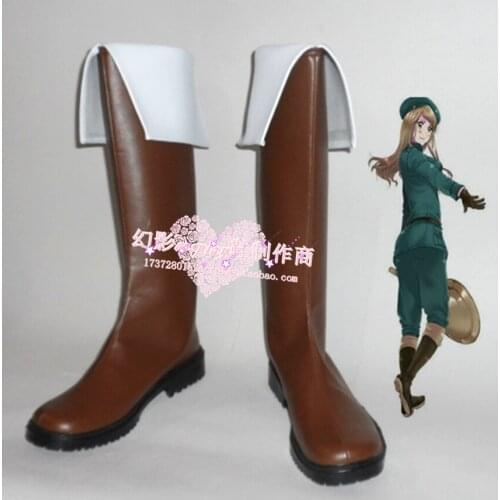 Axis Powers Hetalia Elizaveta Hedervary Hungary Brown Long Cosplay Shoes Boots H016
