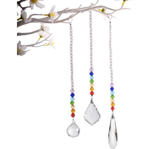 Camal 1/3pcs Chakra Crystal Suncatcher Rainbow Maker Colorful Beads Pendants Home/Car Hanging Prisms Craft Gift Window Ornament